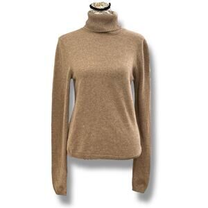 Gentle Herd Women’s Size S Tan 100% Cashmere Turtleneck Sweater Preppy Classic